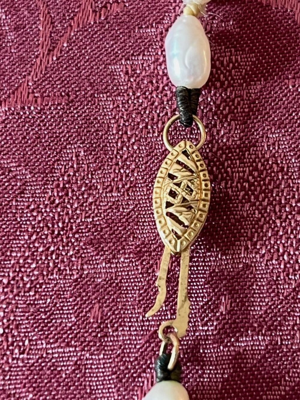 14k Gold Clasp Baroque Freshwater Pearl Necklace Hand-Knotted Classic Style 34.5 - Picture 2 of 9